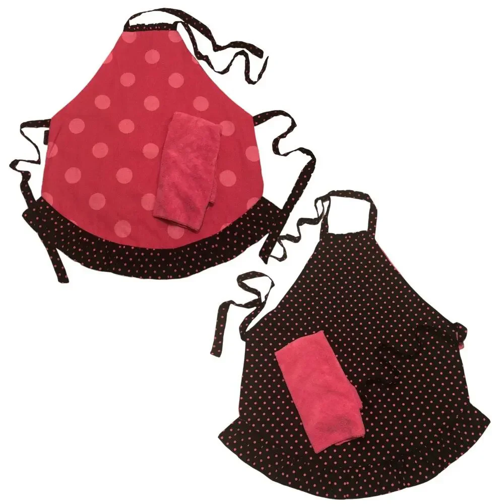 Handmade Reversible Polka Dot Apron w/Attachable Dishtowel